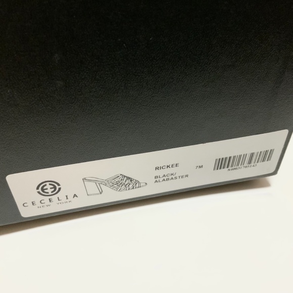 Cecelia New York Rickee Caged Black White Leather Block Heel Sandal Mules Pump 7 - Picture 10 of 10